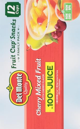 DEL MONTE CHERRY FLAVORED MIXED FRUIT FRUIT CUP SNACKS IN 100% JUICE, 12 PACK, 4 OZ.