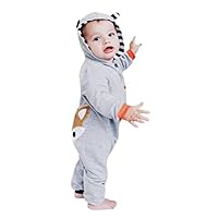 Goddessvan Newborn Kid Baby Boys Girls Stripe Fox Clothes Hoodie Jumpsuit Outfits (12M, Gray)