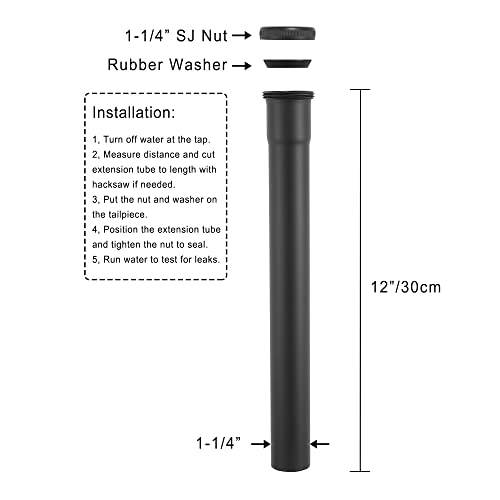 Brass Slip Joint Extension Tube 11/4” OD X 12” With Nut And Rubber