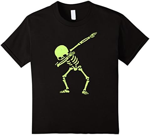 Kids Dabbing Skeleton Shirt Dab Hip Hop Skull Dabbin Glow Effect 10 Black
