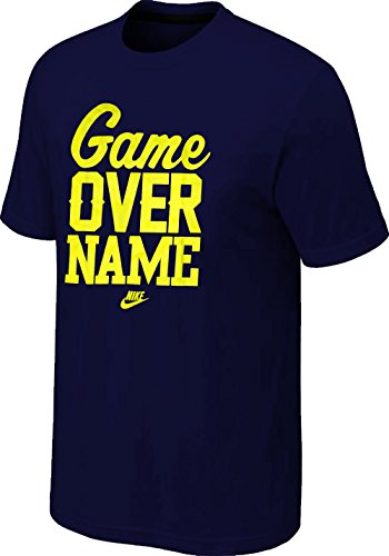 Nike Game Over Name 3 Font Stack T-Shirt (Navy Blue, Large)