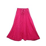 Women's Adjustable Fern Skirt Pink Embroidered Flare Hippie Gypsy Skirts XL