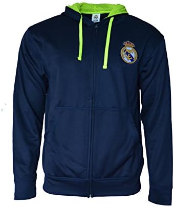 Real Madrid Hoodie Fleece Sweatshirt Jacket Navy New Season (L, Navy)