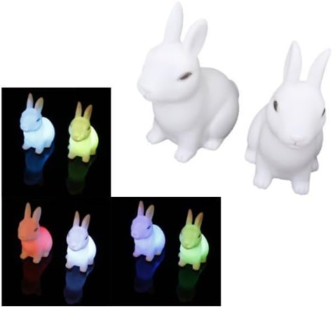 2pcs Cute Color Changing LED Rabbit-shaped Bedside Decoration Adult Nightlights Automatic Bathroom Bright Nite Child Decorative Electric Night Lamp Light