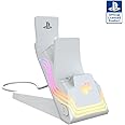 PDP Afterglow Wave LED Dual Gaming Charger for 2 PlayStation 5 DualSense Controllers, Compatible with PS5 and PS4, Customizable RGB Lighting Effects - White