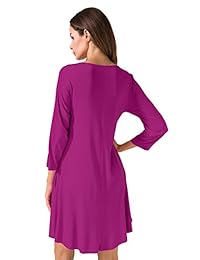 Vestido para dama, estilo informal, manga 3 4, con bolsillos, vestido holgado
