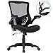 Home Office Chair Mesh Desk Chair Computer Chair with Lumbar Support Flip Up Arms Ergonomic Chair Adjustable Swivel Rolling Executive Mid Back Task Chair for Women Adults, Black