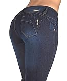 Style N491SK– Colombian Design, Butt Lift, Levanta Cola, Stretch Skinny Jeans in Dark Blue Size 5