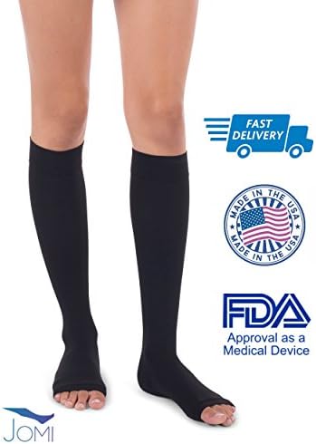 JOMI COMPRESSIONKnee High Collection, 20-30mmHg Premiere Open Toe, Full Wide Calf Petite Short 223