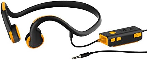 Bone Conduction Headphone, Wired Open Ear Headset Waterproof Sweatproof Earphone with Noise Reduction Microphone for iPhone/Android/MP3/MP4, HD Stereo Sport Earpiece for Running Driving Cycling,Orange