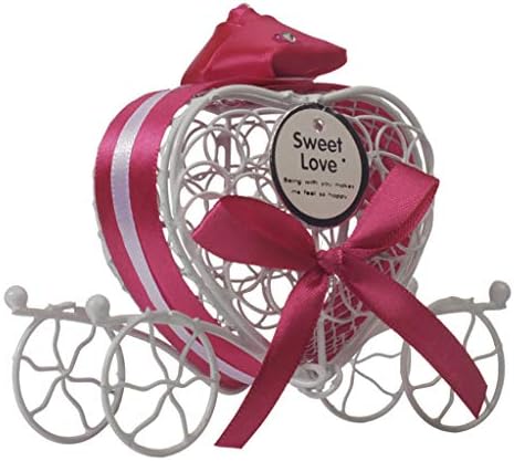 Candy Box Mini Wedding Favor Box,Romantic Carriage Sweets Chocolate Box Candy Boxes Wedding Party Favors Birthday Baby Shower Decor (Hot Pink, One Size)