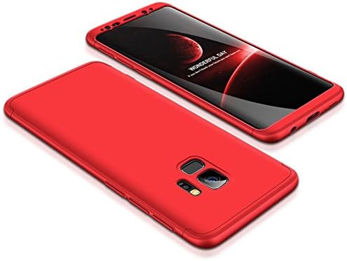 Galaxy S9 plus Case,Vercrown 3 in 1 Ultra Slim Hard PC Premium Case Hybrid Anti Fingerprint Scratches Soft Grip 360 Degree Full Body Protection Matte Surface Cover Case for Galaxy S9+/China Red