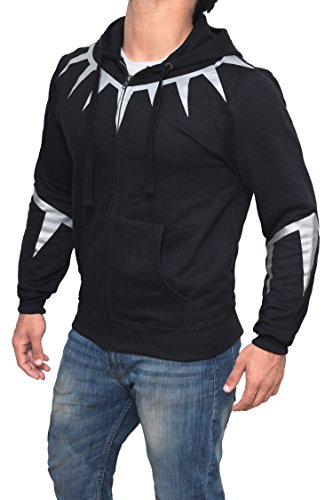 Miracle(Tm) Black Panther Costume Hoodie - Mens Zip Up Hoodie Black Sweatshirt (XS, Black)