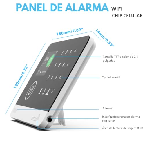 Clicklife - Kit Alarma WiFi Sistema de Seguridad Inalambrica para Casa y Negocio con App Celular, Compatible con Google y Alexa Notificaciobnes en Tiempo Real (10 Sensores, Control de 100 Zonas)