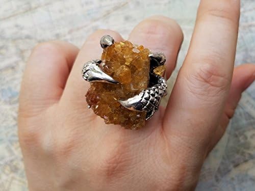 Large Citrine Cluster Ring, Raw Citrine Crystal Ring, Large Statement Ring, Ladies Citrine Ring, Large Cocktail Ring, Birthday Gift