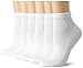 Hanes Women's Big and Tall Plush Soft Cushioned Heel Athletic Ankle Socks, White/Melon 6 Pack, Shoe Size: 8-12