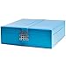 Glenor Co Jewelry Box - 28 Section Organizer with Modern Buckle Closure, Large Mirror & 2 Trays for Women Teens and Girls - Holder for Earring Ring Necklace Bracelet & Watch - PU Leather - Blue