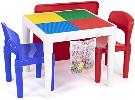 TOT TUTORS Kids 2-In-1 Lego-Compatible Activity Table With