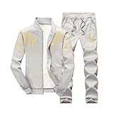 Men's 2 Piece Outfits Casual Long Sleeve Full-Zip Jacket Coat& Pants Jumpsuit Set