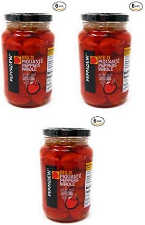 Peppadew Mild Whole Sweet Piquante Peppers, 14-Ounce Glass Jars (18 Pack)