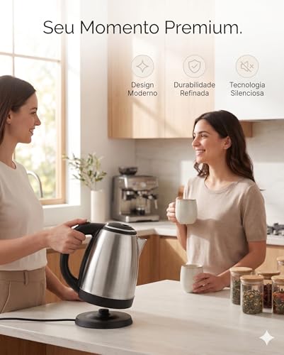 Chaleira Eletrica Inox 2L Desligamento Automatico Base 360 Aquecimento Rapido Cha Cafe Escolha 220V (220V)
