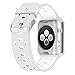UMTELE 42mm Soft Silicone Replacement Band Sport Strap with Ventilation Holes for Apple Watch Nike+, Series 2, Series 1, Sport, Edition, White/Silver