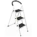 ARAER 3 Step Ladder, Max Load: 330lbs 3 Feet Stepladders with Anti-Slip Pedal and Handgrip, Perfect for Kitchen, Home and Office