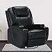 Mecor Electric Massage Recliner Chair, Leather Recliner Heated Reclining Rocker with Cup Holder 360 Swivel for Living Room (Black)