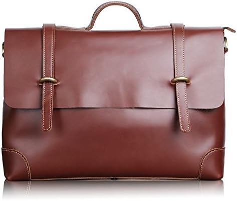 AYOUYA Full Genuine Leather Messenger Bags for Men, Men's Laptop Tablet Lawyer Briefcase, Multi Sizes, Brown (Brown D)