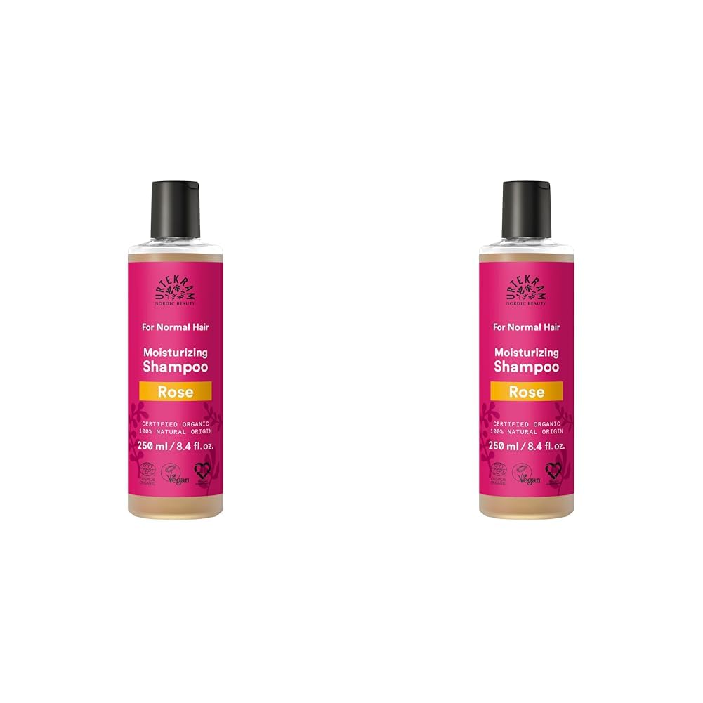 Urtekram Shampoo - Rose - Normal Hair - 250 ml,Vegan, Organic, Moisturizing, Natural Origin (Pack of 2)