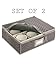 China Cup Storage Chest - Deluxe Quilted Microfiber (13"Hx15.5"Wx5"D) Grey (2-Pack)