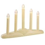 5 Light Plastic Window Candolier with Ivory Base - Clear Bulbs #12051