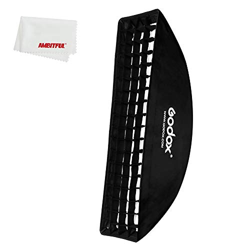 Godox 9"x 35" 22x90cm Honeycomb Grid Strip Softbox for Photo Studio Bowens Mount Flash Lighting and S-Type Bracket Bowens Mount Holder for Speedlite