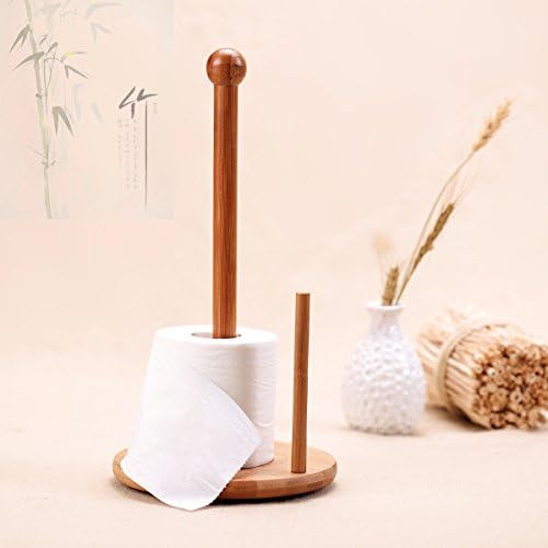 Bamboo Paper Roll Holder Toilet Paper Towel Dispenser Stand Non-Wall-Mounted Kitchen Bathroom Living-Room Accessories
