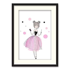 Black Framed Canvas Wall Art Elegant Ballerina Home Artwork Decoration for Living Room, Bedroom - 23x31 inches