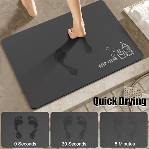 Siliget Bath Mat 60 * 40cm Quick Dry Non Slip Floor Mat Absorbent Magic Mat Kitchen Washable Carpet Toilet Anti Mould (Grey, 60 * 40)
