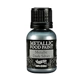 Rainbow Dust Metallic Dark Silver Edible Food Paint 25ml