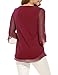 ACEVOG Womens Casual Scoop Neck Loose Top 3/4 Sleeve Chiffon Blouse Shirt Tops (L, Wine Red)