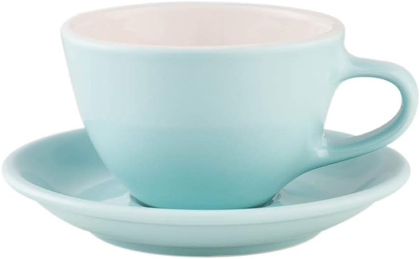 watchget cafe Latte Art Cup and Saucer Cappuccino Barista 9.5 Ounce/280ml for Coffee, Latte, Cafe Mocha, blue colour