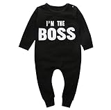 Baby Boys Girls Autumn Winter Long Sleeve I'm The Boss Cotton Romper