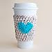 Reusable Cup Sleeve Oatmeal with Turquoise Heart