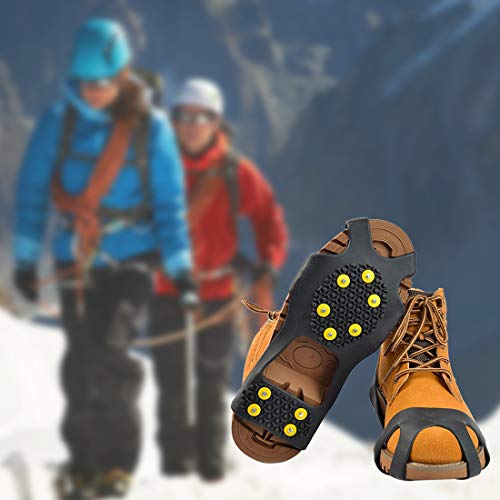 Xcellent Global 10-Stud Anti-slip Ice Snow Grips Shoes covers, 10 claws ice snow crampons Spikes Grip Grips, Crampons, Cleats (Medium)
