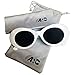 Clout Goggles Oval Mod Round Sunglasses Thick Frames Retro White Thick Lens INCLUDES Carrying Pouch & Cleaning Cloth By ARC