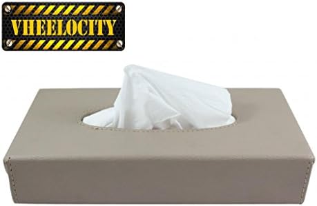 Vheelocity 70032 Beige Leather Finish Tissue Holder Box with Free Tissues