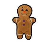 Outward Hound Kyjen 2802 Tuff Ones Gingerbread Man Dog Toys Durable Holiday Squeak Toy For Dogs, Small, Brown