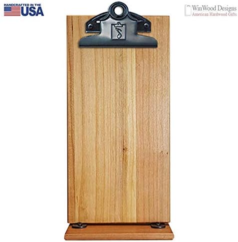 Wood Table-Tent Menu Holder Double-Sided American Cherry - Butterfly Clip 4.5" x 9"