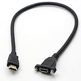 HDMI Extension Mount Cable - Rerii 50cm Length 1.4V Gold Plated High Speed HDMI to HDMI Female Extension Cable With Screw Panel Mount