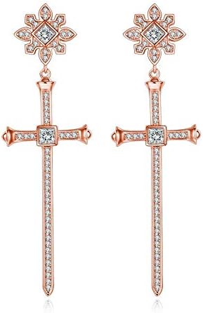 GRRNUY Cross Sword Ear Screwssnowflake Micro-Insert Zircon Personalized Sword Ear Screws