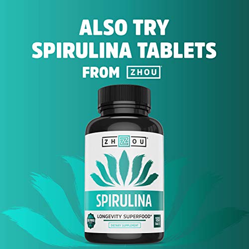 Zhou Spirulina Powder, Nutrient Rich Superfood, California Grown, 100