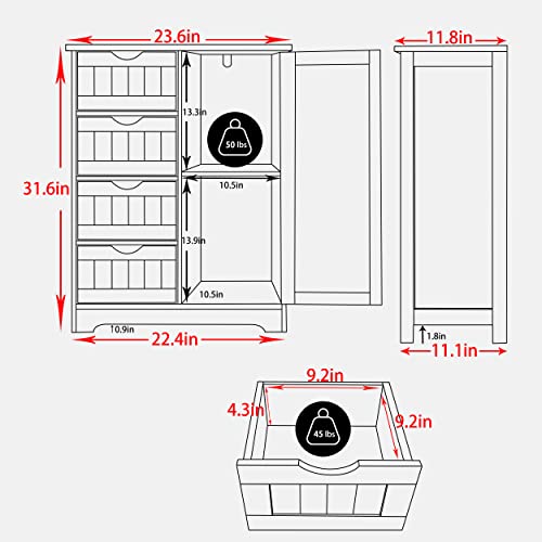VEIKOU Bathroom Storage Bathroom with 4 Drawers